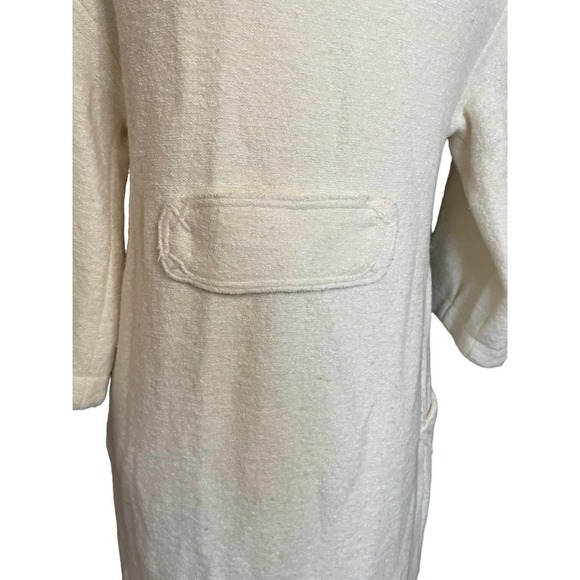 Semantiks Womens Snap Button Sweater Duster 3/4 Sleeve Pockets Size XS Cream - Picture 5 of 13